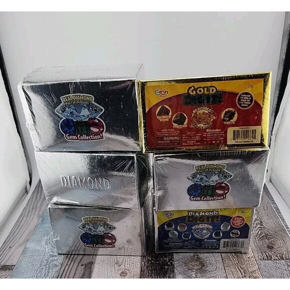 6X LOT 5 Diamond Dig it! Real Diamond in 1 in 24, 1 Gold Dig It! Sealed - Picture 4 of 4